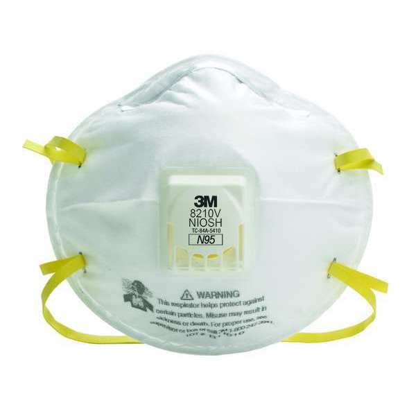 N95 Disposable Respirator, 8210V, Cool Flow Exhalation Valve, Dual Headstrap, White, Pack of 10