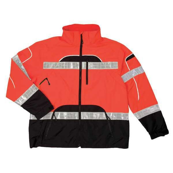Rain Jacket, Reflctv Piping, Orange, 4X-5X