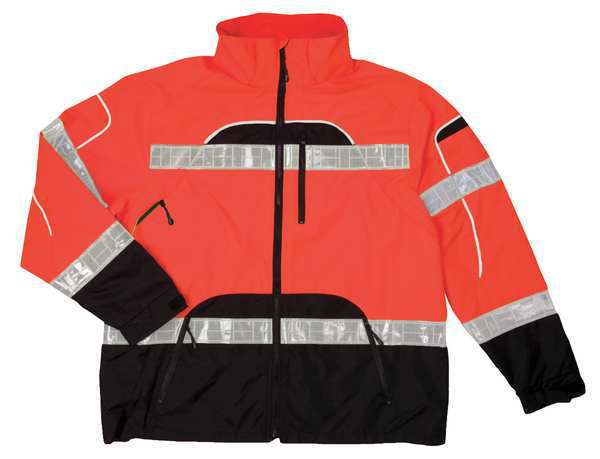 Rain Jacket, Reflctv Piping, Orange, S-M