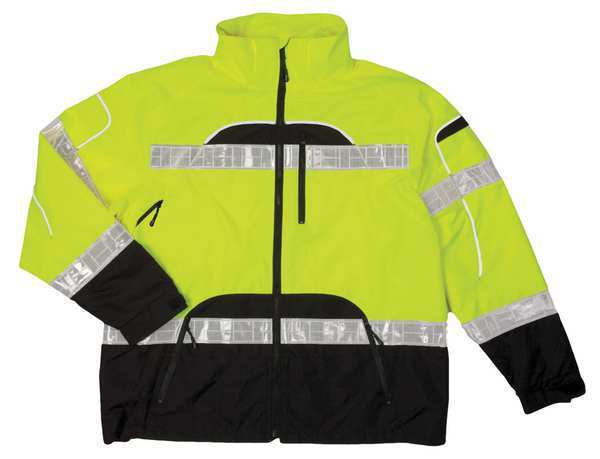 Rain Jacket, Reflctv Piping, Lime, L-XL