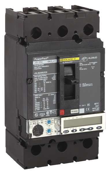 Molded Case Circuit Breaker, 250 A, 600V AC, 3 Pole, Free Standing Mounting Style, JG Series