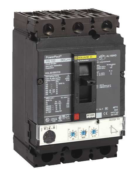 Molded Case Circuit Breaker, 60 A, 600V AC, 3 Pole, Free Standing Mounting Style, HG Series