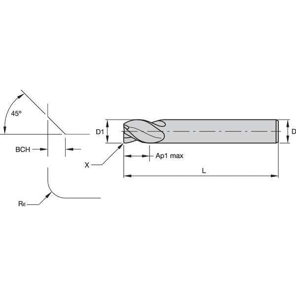 Carbide End Milll, 1/2 in. L Cut