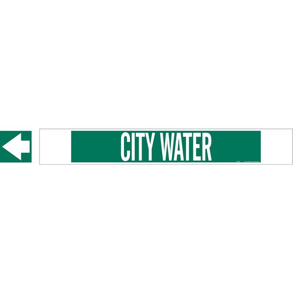 Pipe Marker, City Water, Gn, 8 In orGreater, 5655-HPHV