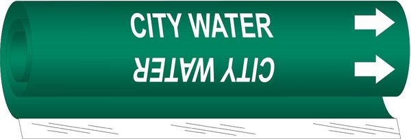 Pipe Marker, City Water, Gn, 1/2 to1-3/8 In