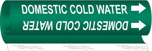 Pipe Marker, Domestic Cold Water, Green, 5673-II