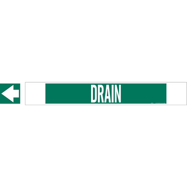 Pipe Marker, Drain, Green, 8 In or greater