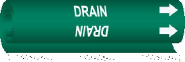 Pipe Marker, Drain, Green, 1/2 to 1-3/8 In