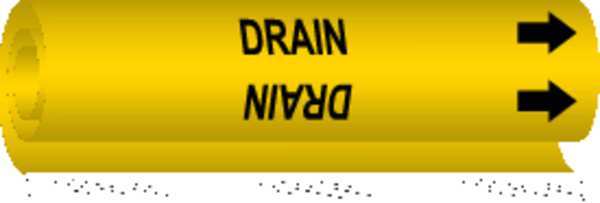 Pipe Marker, Drain, Yellow, 1/2 to 1-3/8 In