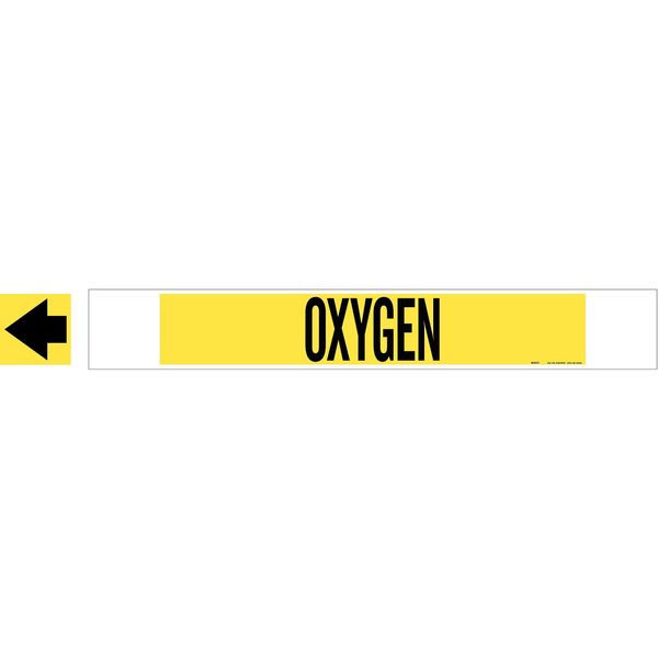 Pipe Marker, Oxygen, Yel, 8 In or Greater