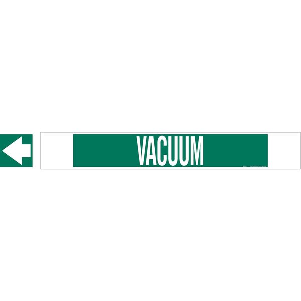Pipe Marker, Vacuum, Green, 8 In or Greater