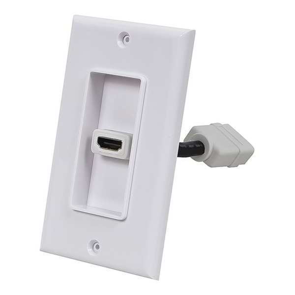 A/V WallPlate, HDMI w/Ext, 1P, White
