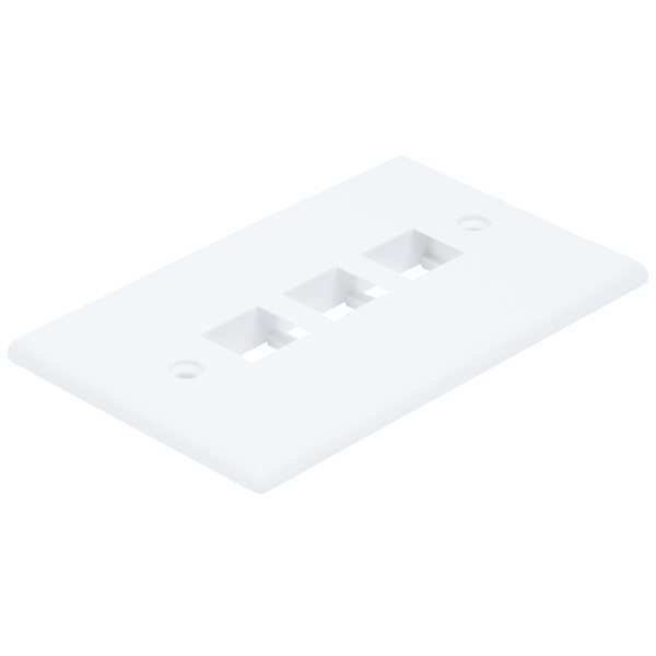 WallPlate, Blank, 3 Hole, White