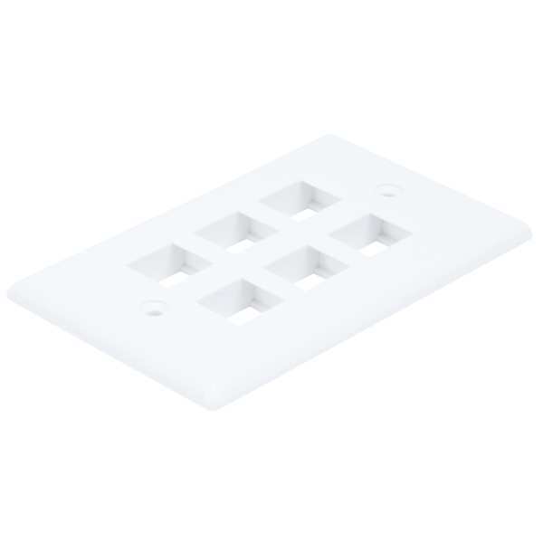 WallPlate, Blank, 6 Hole, White