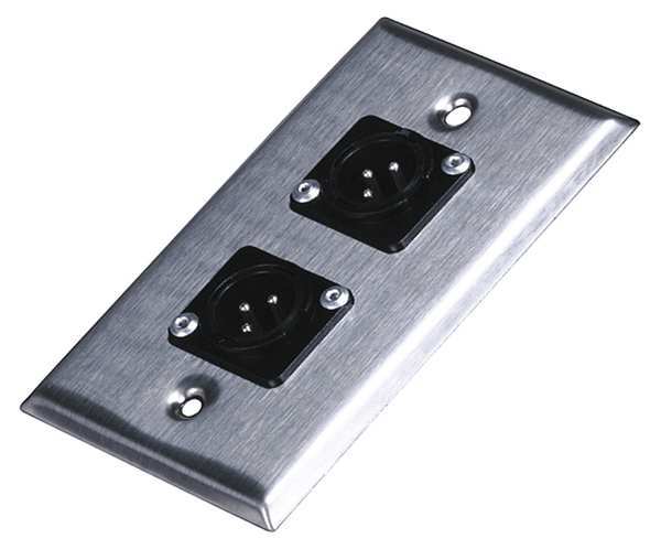 A/V Wallplate, XLR(M), 3Pin, 2Port