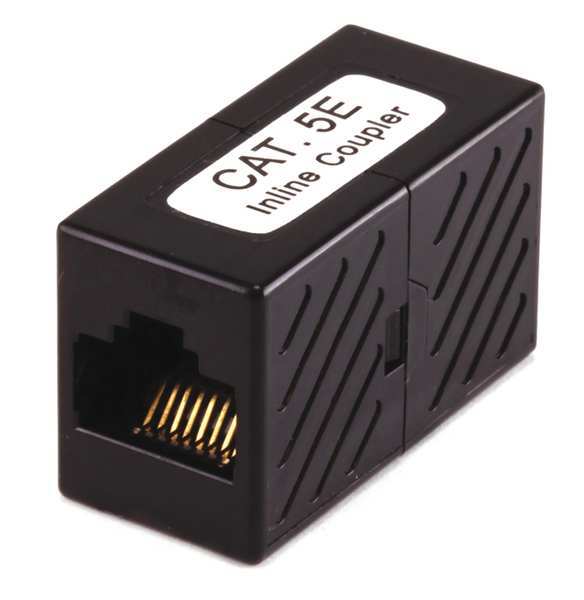 CAT5E, RJ45, Inline Coupler, Black