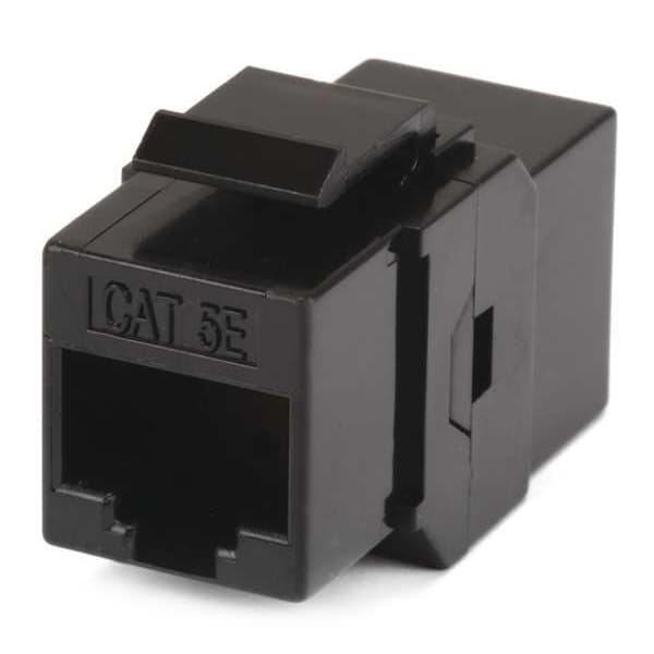 Datacom Jack, Cat5e, Inline Coupler, Black