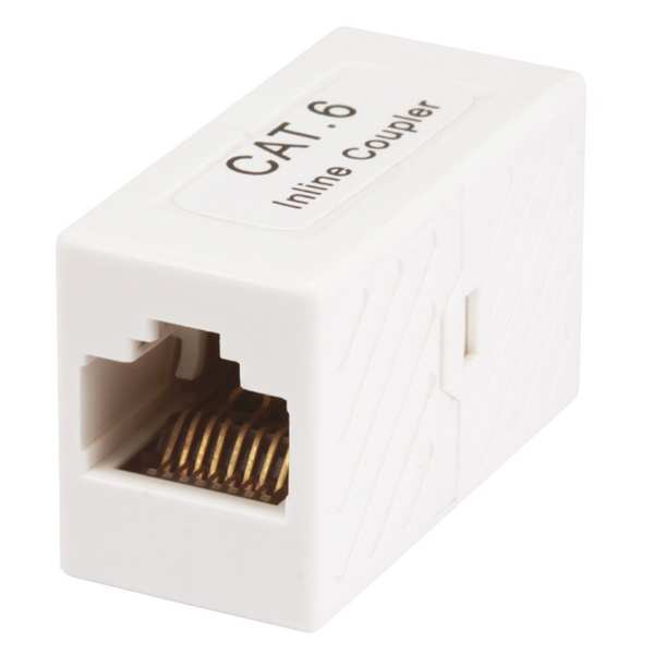 RJ45 Inline Coupler, CAT6, Simplex, T568 Standard, White