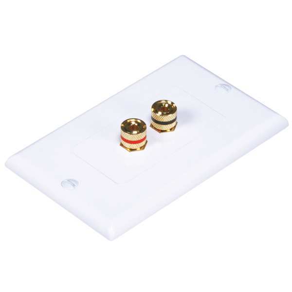 A/V Wallplate, Banana Post, 2pc, 1Spkr, Wht