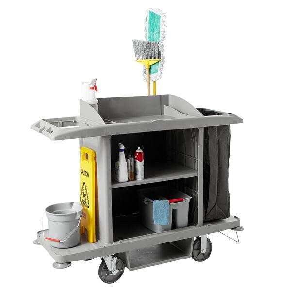 Housekeeping Cart, Gray, Polypropylene