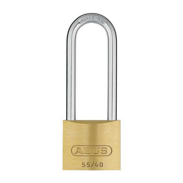 Padlock, Keyed Alike, Long Shackle, Rectangular Brass Body, Steel Shackle, 13/16 in W