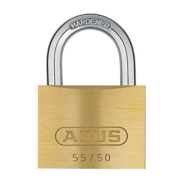 Padlock, Keyed Different, Standard Shackle, Rectangular Brass Body, Steel Shackle, 1 in W