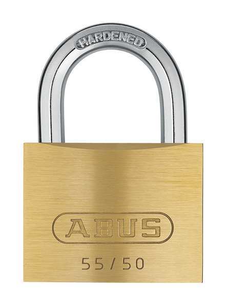 Padlock, Keyed Alike, Standard Shackle, Rectangular Brass Body, Steel Shackle, 1 in W