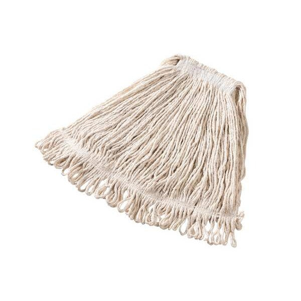 1 in String Wet Mop, 16 oz Dry Wt, Slide On Connection, Looped-End, White, Cotton, PK6