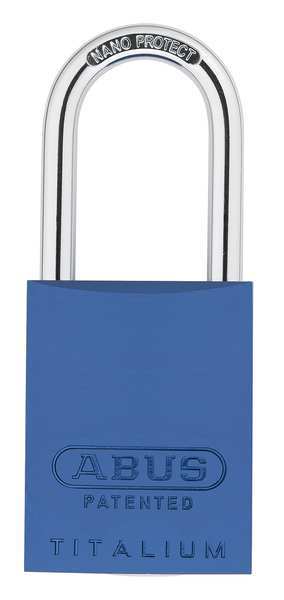 Padlock, Keyed Alike, Long Shackle, Rectangular Aluminum Body, Steel Shackle, 1 in W