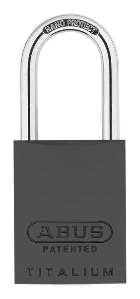 Padlock, Keyed Alike, Long Shackle, Rectangular Aluminum Body, Steel Shackle, 1 in W