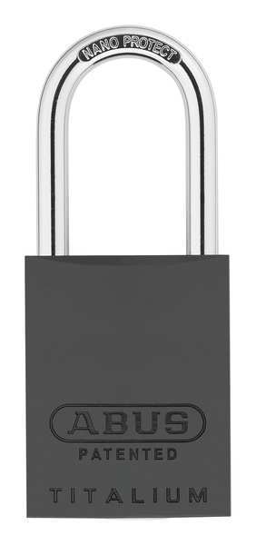 Padlock, Keyed Different, Long Shackle, Rectangular Aluminum Body, Steel Shackle, 1 in W