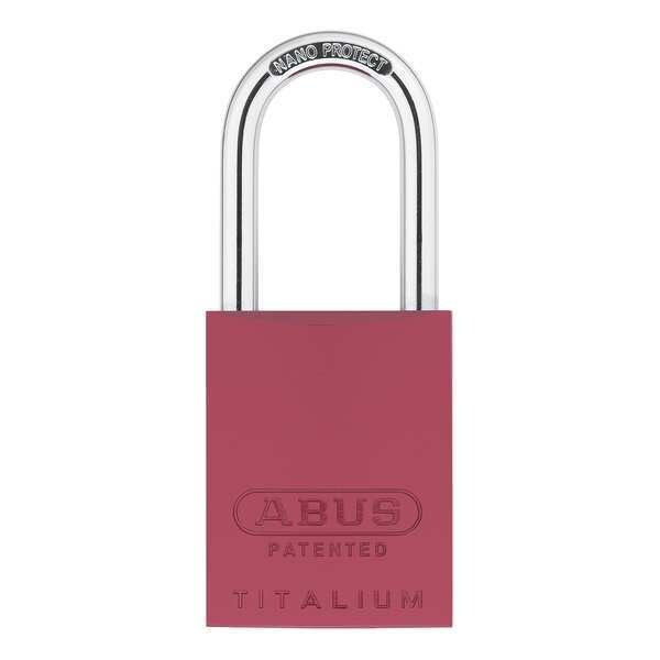 Padlock, Keyed Different, Long Shackle, Rectangular Aluminum Body, Steel Shackle, 1 in W