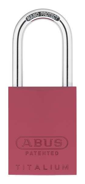 Padlock, Keyed Different, Long Shackle, Rectangular Aluminum Body, Steel Shackle, 1 in W