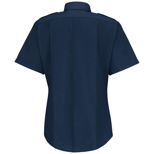 New Dimension Stretch Dress Shirt, L, Navy