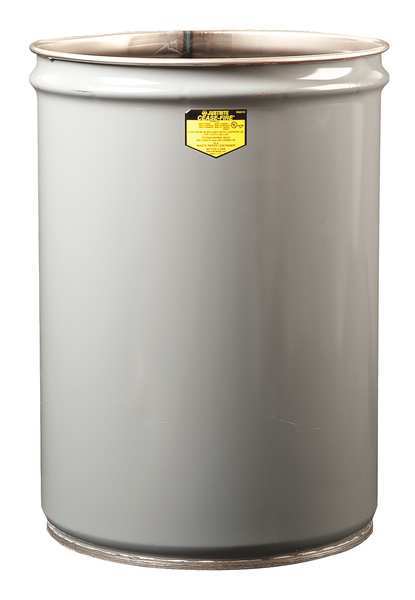 Open Head Waste Receptacle Drum, Steel, 12 gal, Unlined, Gray