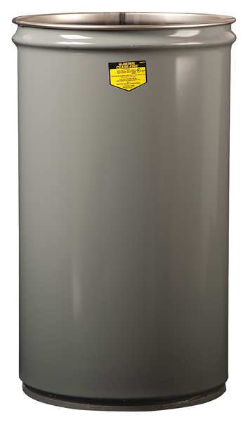 Open Head Waste Receptacle Drum, Steel, 15 gal, Unlined, Gray