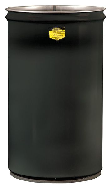 Open Head Waste Receptacle Drum, Steel, 15 gal, Unlined, Black