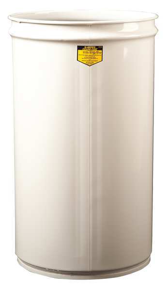 Open Head Waste Receptacle Drum, Steel, 30 gal, Unlined, White