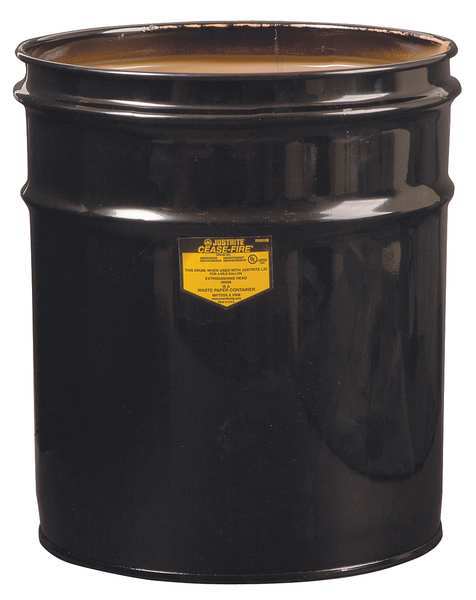 Open Head Waste Receptacle Drum, Steel, 4.5 gal, Unlined, Black