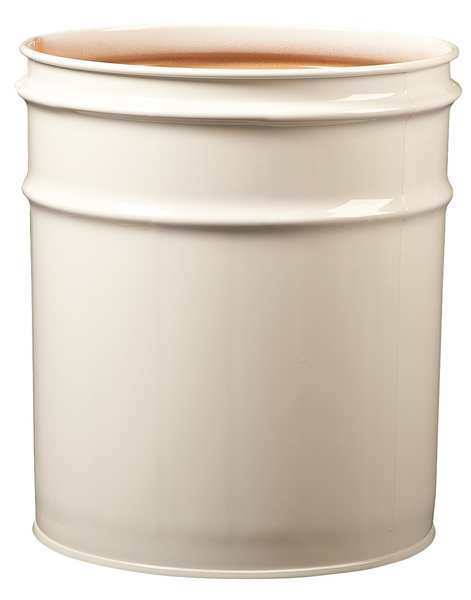 Open Head Waste Receptacle Drum, Steel, 4.5 gal, Unlined, White