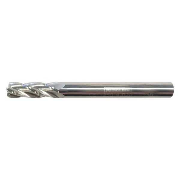 Carb End Mill, 1/8 In, 4FL, CC, AlTiN Coat