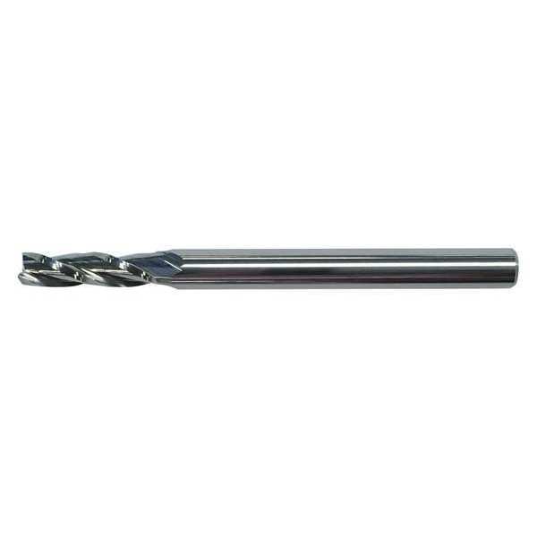 Carb End Mill, 3/32 In, 3FL, CC, AlTiN Coat