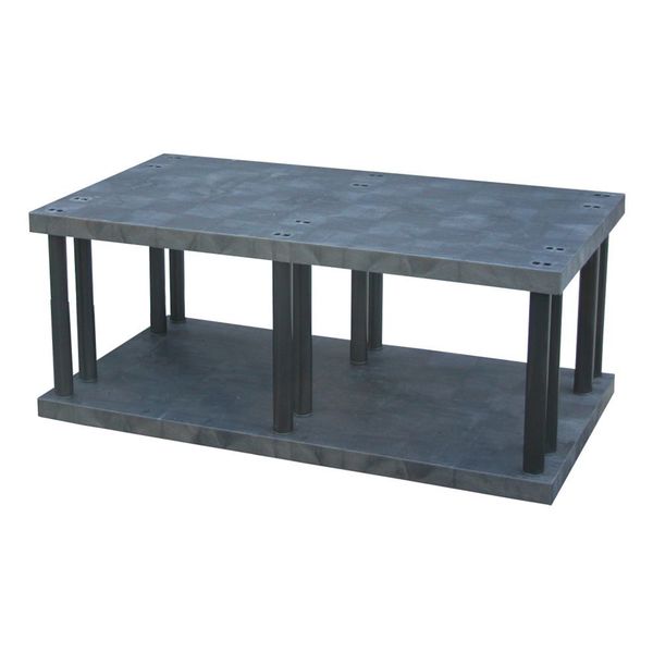 Freestanding Plastic Shelving Unit, Open Style, 36 in D, 66 in W, 27 in H, 2 Shelves, Black