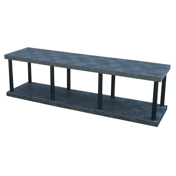 Freestanding Plastic Shelving Unit, Open Style, 24 in D, 96 in W, 27 in H, 2 Shelves, Black