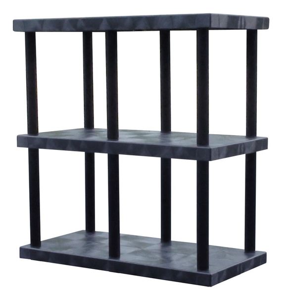 Plastic Shelving, 24 in D, 48 in W, 3 Shelves