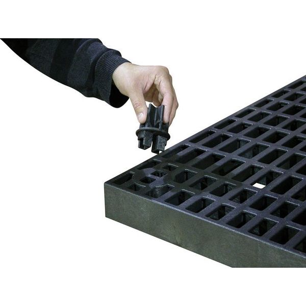Freestanding Plastic Shelving Unit, Open Style, 16 in D, 96 in W, 27 in H, 2 Shelves, Black