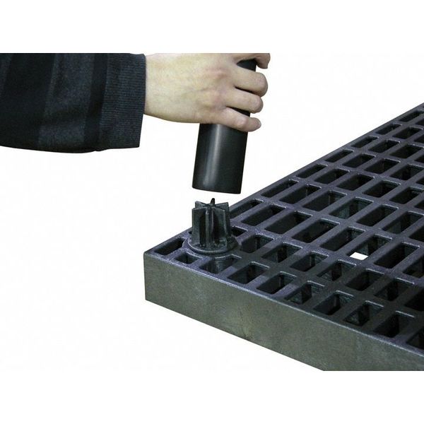 Freestanding Plastic Shelving Unit, Open Style, 16 in D, 96 in W, 27 in H, 2 Shelves, Black
