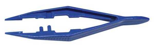 Tweezers, Blue, 4-1/2 In L, Plastic, PK100