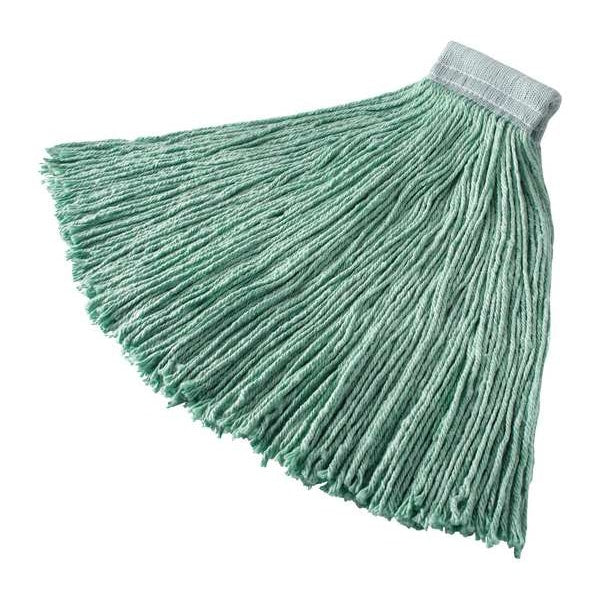5 in String Wet Mop, 28 oz Dry Wt, Clamp On Connection, Cut-End, Green, Synthetic, PK6