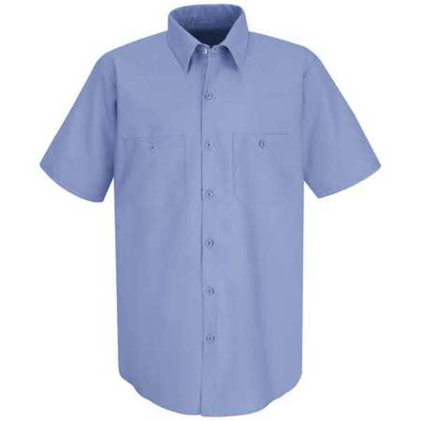 Short Sleeve Shrt, Blu, PET/Cotton, 2XL